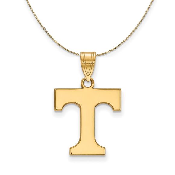 14k Yellow Gold U. of Tennessee Medium Initial T Necklace - 20 Inch